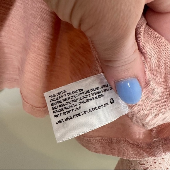 Knox Rose XS Pink Eyelet Long Sleeve Blouse - Picture 4 of 6